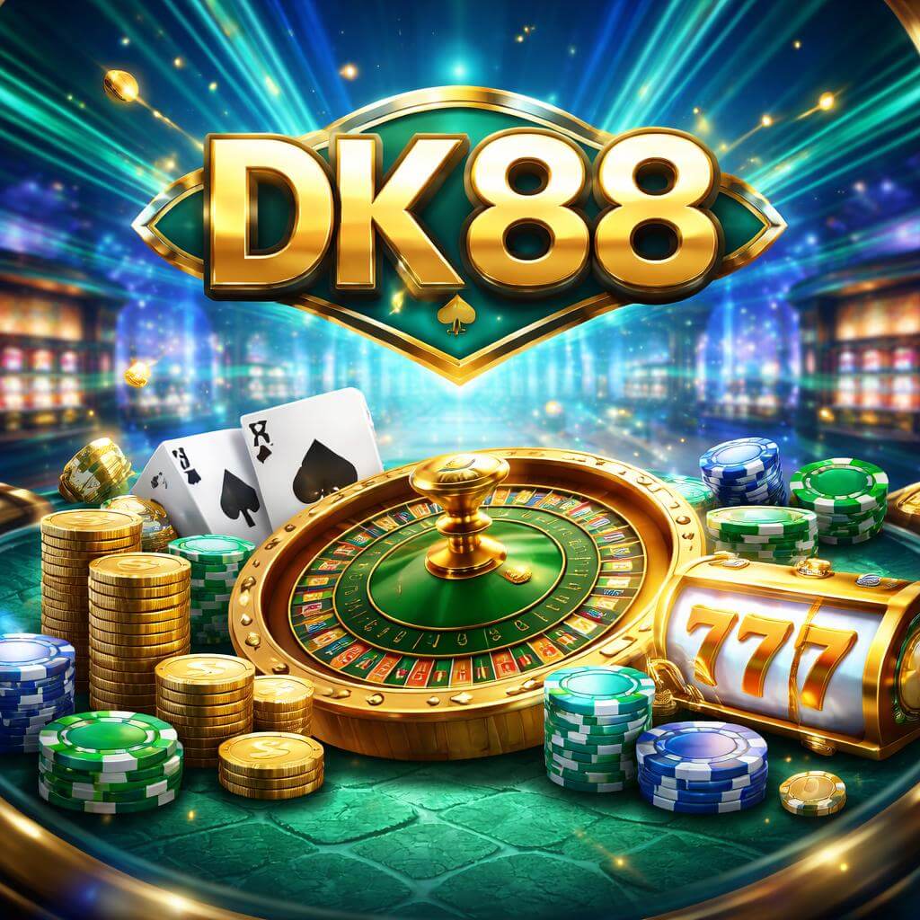 DK88 slot games showcase with reels and jackpot style visuals